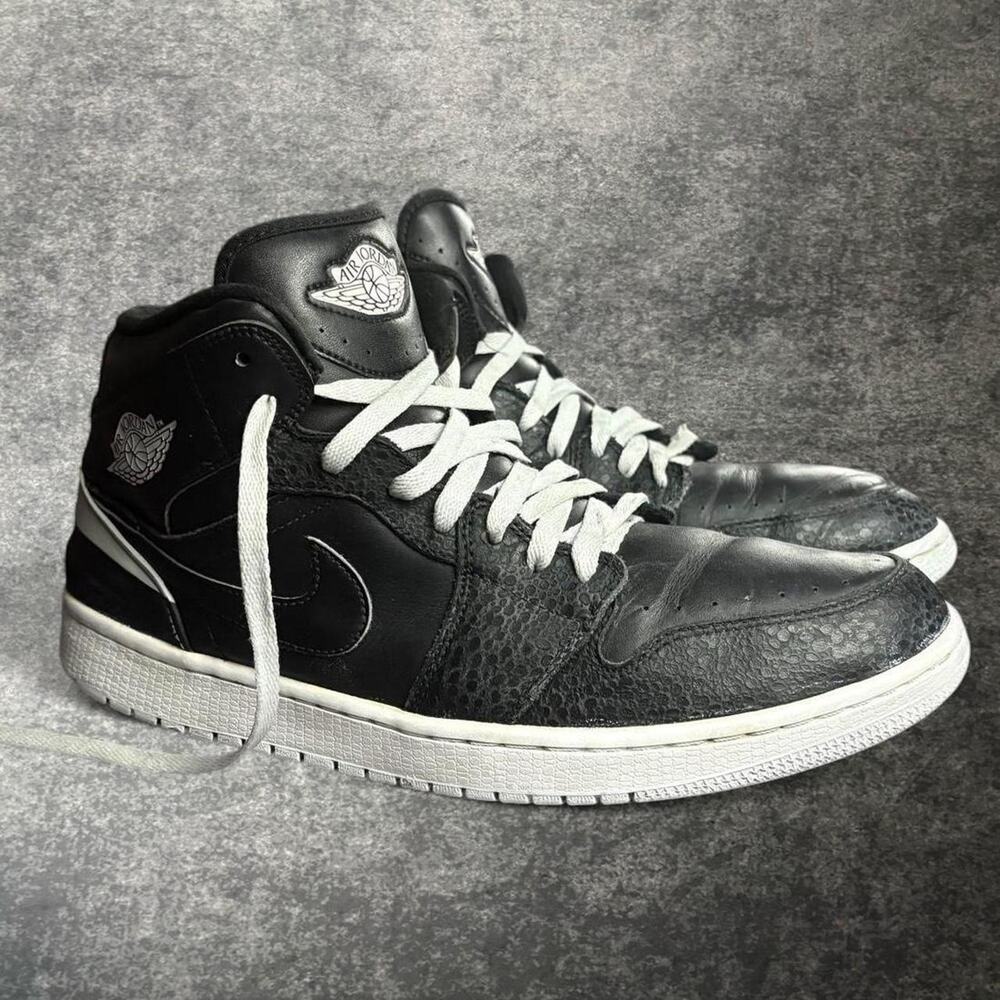 Air Jordan 1 Retro 86 Men’s 12 Black White Safari High Top Sneakers Lace Up